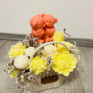 Aranjamente florale din ceară de soia  - accesorii nuntă - accesorii de nuntă - curele de nuntă, panglici - Artynos.ro