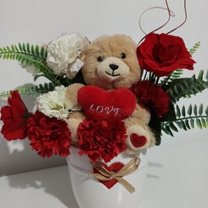 GHIVECI CERAMICA CU INIMA, URSULET PLUS, TRANDAFIRI SI GAROAFE, Casa & Stil de viata, Decoratiuni de casa, Decoratiuni de masa si rafturi, Boluri decorative, Aranjament de flori, Ceramica, ARTYNOS