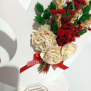 Inimă Lemn Mare Cu Flori Uscate și Fluture Din Lemn - casă & stil de viață - decorațiuni de casă - decorațiuni de masă și rafturi - decorațiuni de masă - Artynos.ro