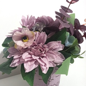 Ghiveci Ceramica Imprimat Roz Cu Dalii si Anemone Lila, Casa & Stil de viata, Decoratiuni de casa, Decoratiuni de masa si rafturi, Boluri decorative, Aranjament de flori, ARTYNOS