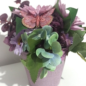 Ghiveci Ceramică Imprimat Roz Cu Dalii și Anemone Lila - casă & stil de viață - decorațiuni de casă - decorațiuni de masă și rafturi - boluri decorative - Artynos.ro