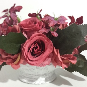 Ghiveci Ceramic Cu Trandafiri Roz Pudră - casă & stil de viață - decorațiuni de casă - decorațiuni de masă și rafturi - boluri decorative - Artynos.ro