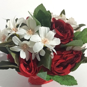 Ghiveci Ceramică Roșu Cu Floricele Albe și Trandafiri Roșii - casă & stil de viață - decorațiuni de casă - decorațiuni de masă și rafturi - boluri decorative - Artynos.ro