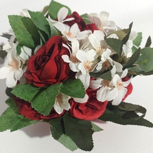 Ghiveci Ceramică Roșu Cu Floricele Albe și Trandafiri Roșii - casă & stil de viață - decorațiuni de casă - decorațiuni de masă și rafturi - boluri decorative - Artynos.ro