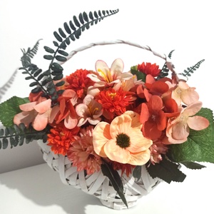 Cos Rachita Cu Toarta si Floricele Somon si Portocalii, Casa & Stil de viata, Decoratiuni de casa, Accesorii florale, Buchete de flori, Aranjament de flori, ARTYNOS