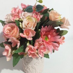 Ghiveci Ceramica Roz Imprimat Cu Floricele Roz si Bej, Casa & Stil de viata, Decoratiuni de casa, Decoratiuni de masa si rafturi, Boluri decorative, Aranjament de flori, ARTYNOS