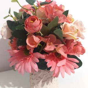 Ghiveci Ceramică Roz Imprimat Cu Floricele Roz și Bej - casă & stil de viață - decorațiuni de casă - decorațiuni de masă și rafturi - boluri decorative - Artynos.ro