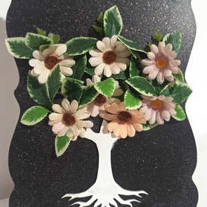 TABLOU FAMILY DIN LEMN CU FLORI 3D - Artynos.ro