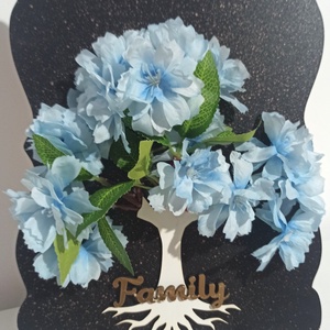 TABLOU FAMILY DIN LEMN CU FLORI 3D - casă & stil de viață - decorațiuni de casă - decorațiuni de pereți - placă decorativă - Artynos.ro