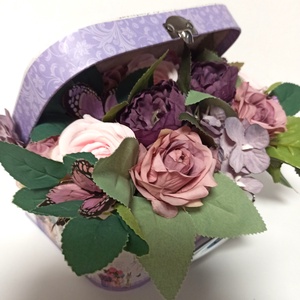 CUTIE TIP GEAMANTAN CU FLORI MOV, LILA - casă & stil de viață - decorațiuni de casă - accesorii florale - cutii cu flori - Artynos.ro