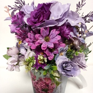 Cutie Tip Ghiveci Cu Inimă Din Boboci și Flori Mov - casă & stil de viață - decorațiuni de casă - accesorii florale - cutii cu flori - Artynos.ro