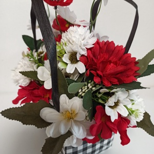 Cutie Tip Picnic Cu Floricele Albe și Roșii - casă & stil de viață - decorațiuni de casă - accesorii florale - cutii cu flori - Artynos.ro