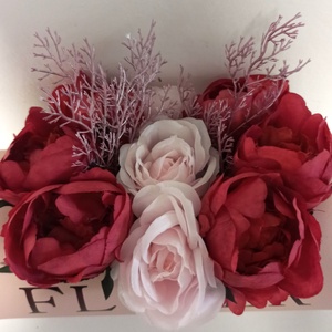 Ghiveci Cilindric Cu Bujori și Trandafiri - casă & stil de viață - decorațiuni de casă - accesorii florale - cutii cu flori - Artynos.ro