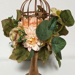 Sfeșnic Lemn Cu Colivie și Boboci Sidefați - casă & stil de viață - decorațiuni de casă - decorațiuni de masă și rafturi - boluri decorative - Artynos.ro