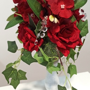 Sfeșnic înalt Alb Cu Trandafiri Roșii - casă & stil de viață - decorațiuni de casă - decorațiuni de masă și rafturi - decorațiuni de masă - Artynos.ro