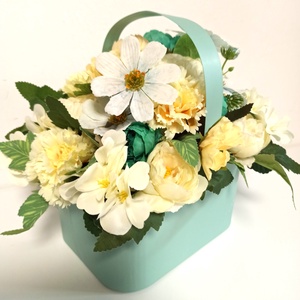 Cosulet Vernil Cu Toarta si Floricele Somon, Casa & Stil de viata, Decoratiuni de casa, Accesorii florale, Cutii cu flori, Aranjament de flori, ARTYNOS