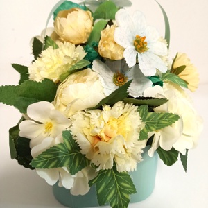 Coșuleț Vernil Cu Toartă și Floricele Somon - casă & stil de viață - decorațiuni de casă - accesorii florale - cutii cu flori - Artynos.ro