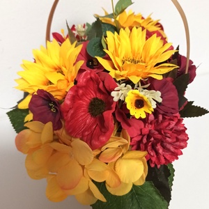 Coș Florentin Cu Maci și Floarea Soarelui - casă & stil de viață - decorațiuni de casă - accesorii florale - cutii cu flori - Artynos.ro