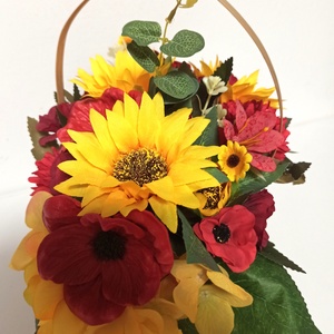 Coș Florentin Cu Maci și Floarea Soarelui - casă & stil de viață - decorațiuni de casă - accesorii florale - cutii cu flori - Artynos.ro