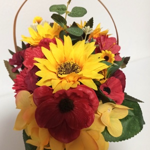 Coș Florentin Cu Maci și Floarea Soarelui - casă & stil de viață - decorațiuni de casă - accesorii florale - cutii cu flori - Artynos.ro