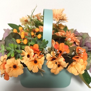 Coșuleț Vernil Cu Flori Somon și Mov - casă & stil de viață - decorațiuni de casă - accesorii florale - cutii cu flori - Artynos.ro