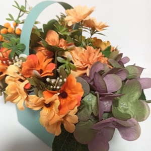 Coșuleț Vernil Cu Flori Somon și Mov - casă & stil de viață - decorațiuni de casă - accesorii florale - cutii cu flori - Artynos.ro