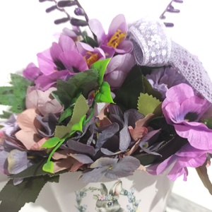 Ghiveci Cu Toartă și Flori Mov - casă & stil de viață - decorațiuni de casă - accesorii florale - cutii cu flori - Artynos.ro