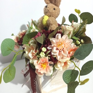 GHIVECI LEMN ALB CU IEPURE ȘI FLORI SOMON, GRENA - casă & stil de viață - decorațiuni de casă - decorațiuni de masă și rafturi - boluri decorative - Artynos.ro