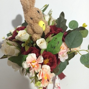 GHIVECI LEMN ALB CU IEPURE ȘI FLORI SOMON, GRENA - casă & stil de viață - decorațiuni de casă - decorațiuni de masă și rafturi - boluri decorative - Artynos.ro