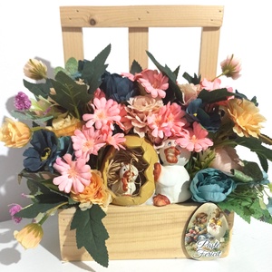 FEREASTRA LEMN BEJ CU PUISORI SI FLORI ROZ, SOMON - Artynos.ro