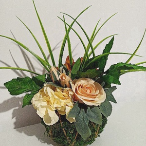 Coș tip sferă cu licheni cu crizantemă cofee -  - Artynos.ro