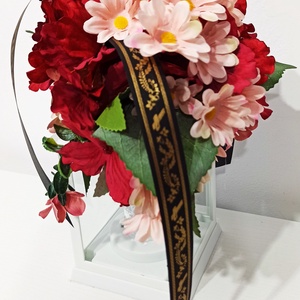 Decorațiune felinar cu led și îngeraș, crizantemă și floricele roz - casă & stil de viață - decorațiuni de casă - decorațiuni de masă și rafturi - cutii de decor - Artynos.ro