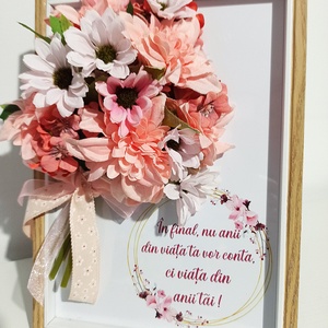 Ramă tablou cu mesaj și dalii roz - casă & stil de viață - decorațiuni de casă - decorațiuni de pereți - decorațiuni suspendate - Artynos.ro