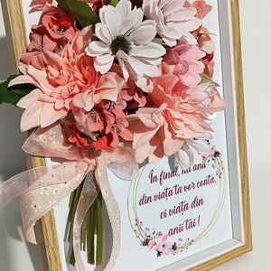 Ramă tablou cu mesaj și dalii roz - casă & stil de viață - decorațiuni de casă - decorațiuni de pereți - decorațiuni suspendate - Artynos.ro