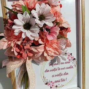 Ramă tablou cu mesaj și dalii roz - casă & stil de viață - decorațiuni de casă - decorațiuni de pereți - decorațiuni suspendate - Artynos.ro