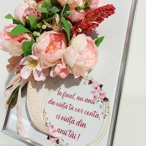 Ramă tablou cu mesaj și bujori roz - casă & stil de viață - decorațiuni de casă - decorațiuni de pereți - decorațiuni suspendate - Artynos.ro