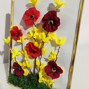 Ramă tablou cu licheni și ploaie de aur - casă & stil de viață - decorațiuni de casă - decorațiuni de pereți - decorațiuni suspendate - Artynos.ro