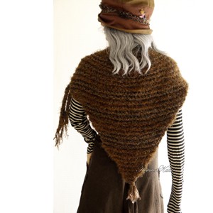 MANDRAGORA / maro - șal cu design tricotat, vestă - îmbrăcăminte și modă - haine damă - poncho - Artynos.ro