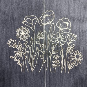 Geantă de umăr din denim brodată, shopper, geantă de cumpărături, geantă textilă - geantă și husă - geantă pentru cumpărături - geantă shopper, geantă tote, geantă textilă - Artynos.ro