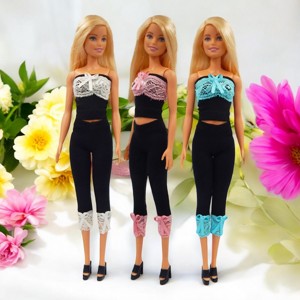 Set drăguț, cu dantelă, în culorile negru și roz � rochie pentru păpuși de tip Barbie (a011rs) - jucării și echipamente pentru copii - jucării și accesorii pentru copii - haine de barbie - Artynos.ro