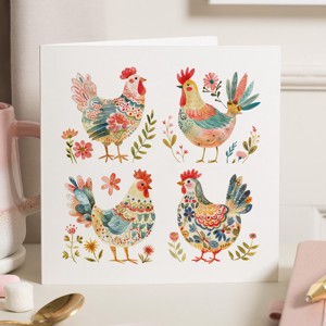 Carte poștală de Paște, carte de felicitare cocoș, carte cadou în stil popular -  - Artynos.ro