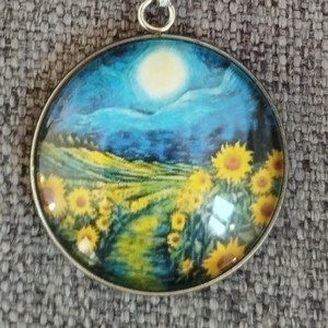 Colier din oțel medical cu lentile din sticlă și motiv Van Gogh -  - Artynos.ro