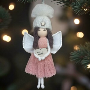 Ornament personalizat pentru pomul de Crăciun - macramé personalizat cu pălărie de înger - crăciun - decorațiuni de crăciun de casă - figurine pentru pomul de crăciun - Artynos.ro