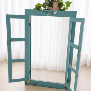 Oglindă decorativă tip fereastră, recondiționată cu Annie Sloan - accesorii nuntă - amintiri și cadouri de nuntă - cadou nuntă - pahar de nuntă, set de sticlă - Artynos.ro