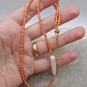 Colier de Vară portocaliu - bijuterii - coliere - chockere - Artynos.ro