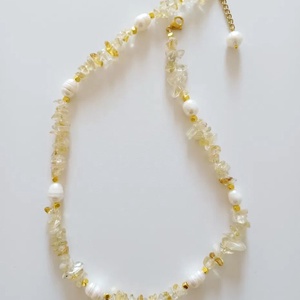 Colier din Citrin si Perle naturale - bijuterii - coliere - chockere - Artynos.ro