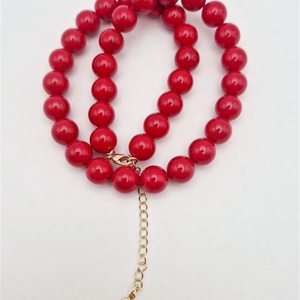 Colier Perle tip Mallorca Roșu Aur - bijuterii - coliere - chockere - Artynos.ro