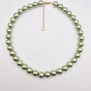 Colier Perle tip Mallorca Verde Aur - bijuterii - coliere - coliere din perle - Artynos.ro