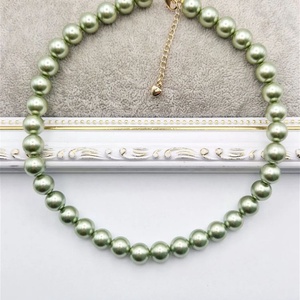 Colier Perle tip Mallorca Verde Aur, Bijuterii, Coliere, Coliere din perle, Confectionarea bijuteriilor, ARTYNOS