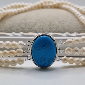 Colier pe 3 fire Perle și Turcoaz - bijuterii - coliere - coliere din perle - Artynos.ro